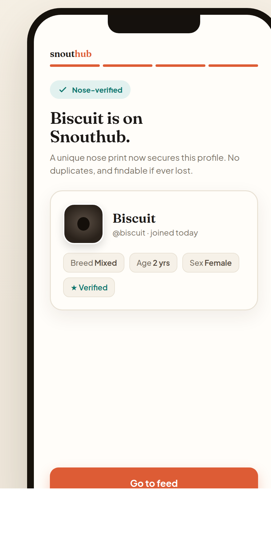 Verified profile screen